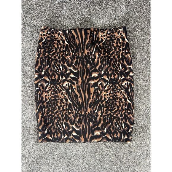 Women’s Talbots Cheetah Leopard Pencil Skirt Brown Black Lined Size 12 mob wife - Picture 1 of 6